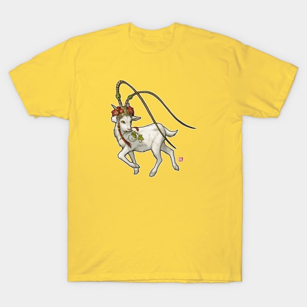 New Year Goat, White T-Shirt by paintedmonk